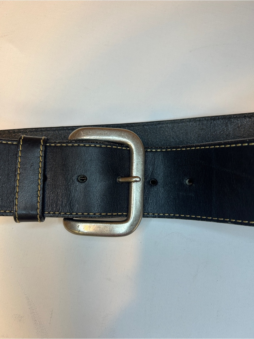 J. Crew Leather Men's Belt with Silver Buckle - Black